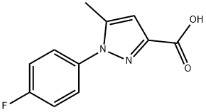 1-(4-フルオロフェニル)-5-メチル-1H-ピラゾール-3-カルボン酸 化学構造式