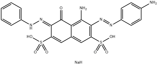 (E)-5-氨基-6 - ((E) - (4-氨基苯基)二氮烯基)-4-氧代-3-(2-苯基亚肼基),288323-10-4,结构式