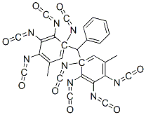 1,1'-(フェニルメチレン)ビス(2,4-ジイソシアナト-5-メチルベンゼン) 化学構造式