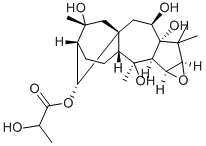 (14R)-2β,3β-エポキシグラヤノトキサン-5,6β,10,14,16-ペンタオール14-(2-ヒドロキシプロパノアート) 化学構造式