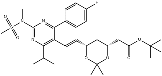 6-[(1E)-2-[4-(4-氟苯基)-6-异丙基-2-[甲基(甲磺酰)氨基]-5-嘧啶]乙烯基]-2,2-二甲基-1,3-二氧六环-4-乙酸叔丁酯,289042-12-2,结构式