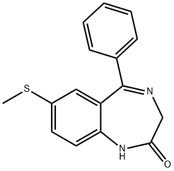 1,3-Dihydro-7-(methylthio)-5-phenyl-2H-1,4-benzodiazepine-2-one,2891-12-5,结构式