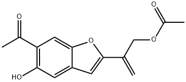 1-[2-[1-[(アセトキシ)メチル]エテニル]-6-ヒドロキシベンゾフラン-5-イル]エタノン 化学構造式