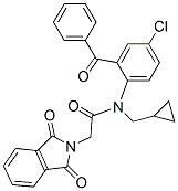 N-(2-ベンゾイル-4-クロロフェニル)-N-(シクロプロピルメチル)-1,3-ジヒドロ-1,3-ジオキソ-2H-イソインドール-2-アセトアミド 化学構造式