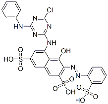 5-[[4-chloro-6-(phenylamino)-1,3,5-triazin-2-yl]amino]-4-hydroxy-3-[(2-sulphophenyl)azo]naphthalene-2,7-disulphonic acid Structure