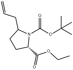 1,2-Pyrrolidinedicarboxylic acid, 5-(2-propen-1-yl)-, 1-(1,1-diMethylethyl) 2-ethyl ester, (2S)- 化学構造式