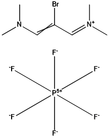 (Z)-N-(3-(DIMETHYLAMINO)-2-(TRIFLUOROMETHYL)ALLYLIDENE)-N-METHYLMETHANAMINIUM HEXAFLUOROPHOSPHATE 化学構造式