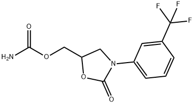 2-オキソ-3-[3-(トリフルオロメチル)フェニル]-5-オキサゾリジニルメチル=カルバマート 化学構造式