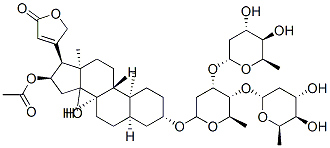 [(3S,5R,8R,9S,10S,13R,16R,17S)-3-[(2R,4S,5R,6R)-4,5-bis[[(2R,4S,5R,6R) -4,5-dihydroxy-6-methyl-oxan-2-yl]oxy]-6-methyl-oxan-2-yl]oxy-14-hydro xy-10,13-dimethyl-17-(5-oxo-2H-furan-3-yl)-1,2,3,4,5,6,7,8,9,11,12,15, 16,17-tetradecahydrocyclopenta[a]phenanthren-16-yl] acetate,29362-48-9,结构式