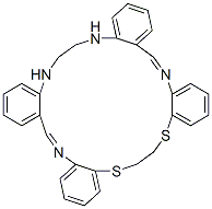 11,12,13,14,26,27-ヘキサヒドロテトラベンゾ[e,i,o,s][1,4,7,11,14,18]ジチアテトラアザシクロイコシン 化学構造式