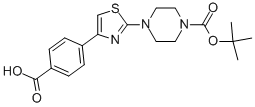 4-[2-(4-tert-Butoxycarbonylpiperazin-1-yl)thiazol-4-yl]benzoic acid Struktur