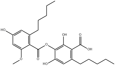 2,4-ジヒドロキシ-3-[(4-ヒドロキシ-2-メトキシ-6-ペンチルベンゾイル)オキシ]-6-ペンチル安息香酸 化学構造式