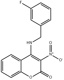 4-[(3-fluorobenzyl)amino]-3-nitro-2H-chromen-2-one 化学構造式