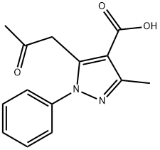 3-甲基-5-(2-氧-丙基)-1-苯基-1H-吡唑-4-羧酸, 294874-70-7, 结构式