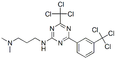 N,N-ジメチル-N'-[4-(トリクロロメチル)-6-[3-(トリクロロメチル)フェニル]-1,3,5-トリアジン-2-イル]-1,3-プロパンジアミン 化学構造式