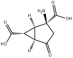 Bicyclo[3.1.0]hexane-2,6-dicarboxylic acid, 2-amino-4-oxo-, (1S,2S,5R,6R)- Struktur