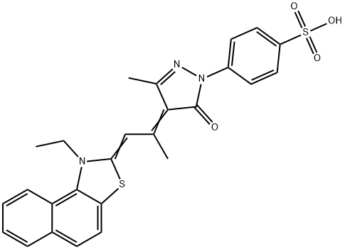 4-[4-[2-(1-ethylnaphtho[1,2-d]thiazol-2(3H)-ylidene)-1-methylethylidene]-4,5-dihydro-3-methyl-5-oxo-1H-pyrazol-1-yl]benzenesulphonic acid ,29637-18-1,结构式
