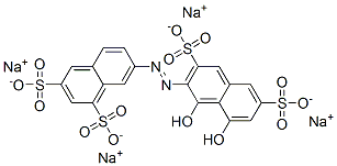 tetrasodium 7-[(1,8-dihydroxy-3,6-disulphonato-2-naphthyl)azo]naphthalene-1,3-disulphonate Struktur