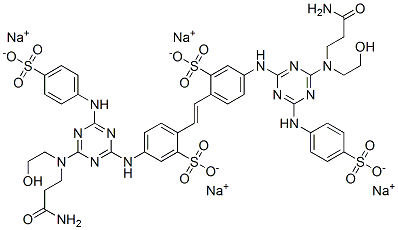 4,4'-双[[4-[(2-氨基甲酰乙基)(2-羟乙基)氨基]-6-(对磺酸苯氨基)-1,3,5-三嗪-2-基]氨基]-2,2'-二磺酸四钠,29637-52-3,结构式