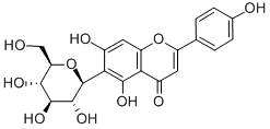 4',5,7-トリヒドロキシ-6-β-D-グルコピラノシルフラボン 化学構造式