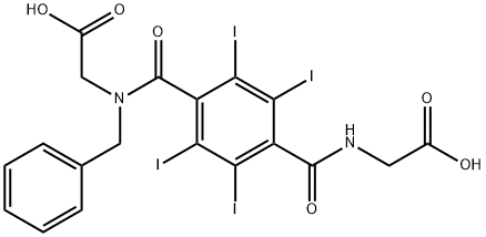 N-(4-(((Carboxymethyl)amino)carbonyl)-2,3,5,6-tetraiodobenzoyl)-N-(phe nylmethyl)glycine Structure