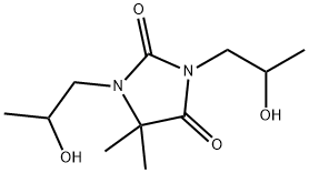 1,3-ビス(2-ヒドロキシプロピル)-5,5-ジメチル-2,4-イミダゾリジンジオン 化学構造式