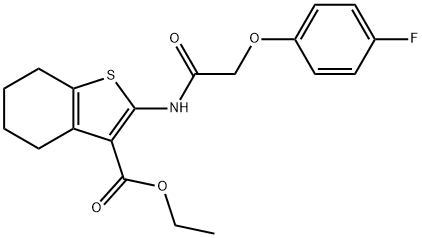 ethyl 2-{[2-(4-fluorophenoxy)acetyl]amino}-4,5,6,7-tetrahydro-1-benzothiophene-3-carboxylate 结构式