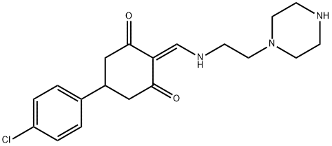 5-(4-chlorophenyl)-2-{[(2-piperazin-1-ylethyl)amino]methylene}cyclohexane-1,3-dione Structure