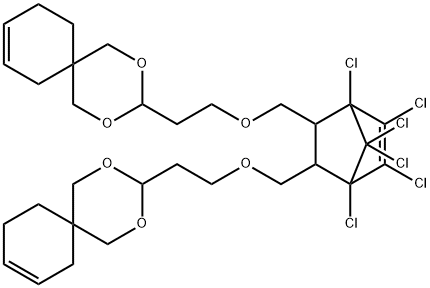 2,4-Dioxaspiro5.5undec-8-ene, 3,3-(1,4,5,6,7,7-hexachloro-5-norbornen-2,3-ylene)bis(methyleneoxyethylene)bis-,3006-34-6,结构式