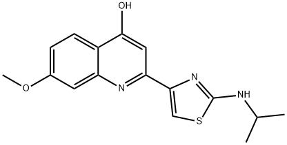 2-(2-ISOPROPYLAMINO-THIAZOL-4-YL)-7-METHOXY-QUINOLIN-4-OL
|7-甲氧基-2-[2-[(1-甲基乙基)氨基]-4-噻唑基]-4-羟基喹啉