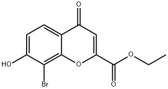 4H-1-BENZOPYRAN-2-CARBOXYLIC ACID, 8-BROMO-7-HYDROXY-4-OXO-, ETHYL EST ER 结构式