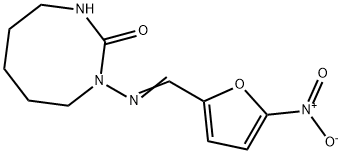 1-[(5-ニトロフルフリリデン)アミノ]ヘキサヒドロ-1,3-ジアゾシン-2(1H)-オン 化学構造式