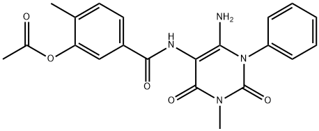 Benzamide,  3-(acetyloxy)-N-(6-amino-1,2,3,4-tetrahydro-3-methyl-2,4-dioxo-1-phenyl-5-pyrimidinyl)-4-methyl- 结构式