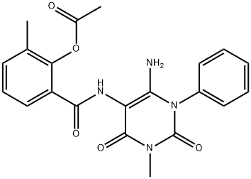 Benzamide,  2-(acetyloxy)-N-(6-amino-1,2,3,4-tetrahydro-3-methyl-2,4-dioxo-1-phenyl-5-pyrimidinyl)-3-methyl- 结构式