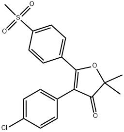 4-(4-chlorophenyl)-2,2-dimethyl-5-(4-(methylsulfonyl)phenyl)furan-3(2H)-one Struktur