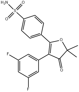 4-(3-(3,5-difluorophenyl)-5,5-dimethyl-4-oxo-4,5-dihydrofuran-2-yl)benzenesulfonamide,301692-68-2,结构式
