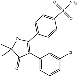 4-(3-(3-chlorophenyl)-5,5-dimethyl-4-oxo-4,5-dihydrofuran-2-yl)benzenesulfonamide Struktur