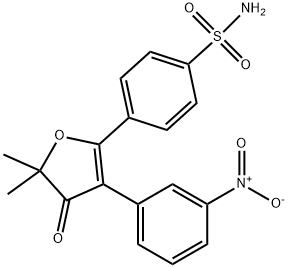 4-(5,5-dimethyl-3-(3-nitrophenyl)-4-oxo-4,5-dihydrofuran-2-yl)benzenesulfonamide Struktur