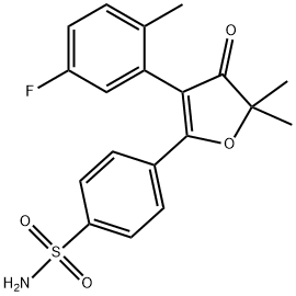 4-(3-(5-fluoro-2-methylphenyl)-5,5-dimethyl-4-oxo-4,5-dihydrofuran-2-yl)benzenesulfonamide 化学構造式