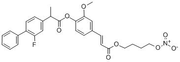 3-メトキシ-4-[2-(2-フルオロ-1,1′-ビフェニル-4-イル)プロパノイルオキシ]ベンゼンアクリル酸4-(ニトロオキシ)ブチル 化学構造式