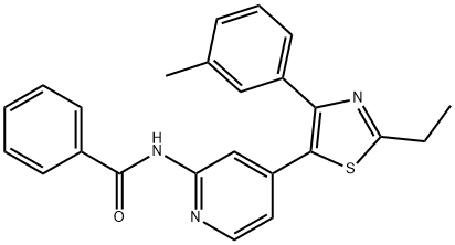 N-(4-(2-乙基-4-(3-甲基苯基)噻唑-5-基)吡啶-2-基)苯甲酰胺,303162-79-0,结构式