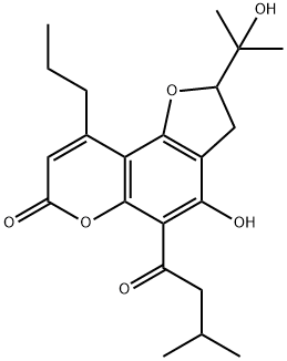 2,3-Dihydro-4-hydroxy-2-(1-hydroxy-1-methylethyl)-5-(3-methyl-1-oxobutyl)-9-propyl-7H-furo[2,3-f][1]benzopyran-7-one 结构式