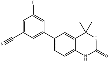 3-(4,4-DIMETHYL-2-OXO-2,4-DIHYDRO-1H-BENZO[D][1,3]OXAZIN-6-YL)-5-FLUOROBENZONITRILE Struktur