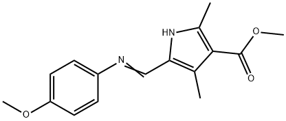 1H-Pyrrole-3-carboxylicacid,5-[[(4-methoxyphenyl)imino]methyl]-2,4-dimethyl-,methylester(9CI) Structure
