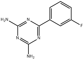 2,4-ジアミノ-6-(3-フルオロフェニル)-1,3,5-トリアジン 化学構造式