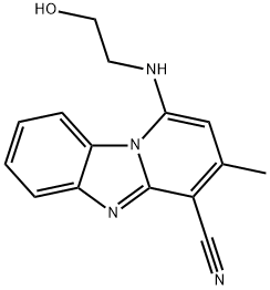 1-((2-羟乙基)氨基)-3-甲基苯并[4,5]咪唑并[1,2-A]吡啶-4-甲腈, 305331-46-8, 结构式