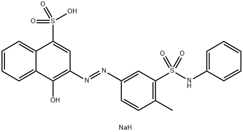 4-ヒドロキシ-3-[[4-メチル-3-[(フェニルアミノ)スルホニル]フェニル]アゾ]-1-ナフタレンスルホン酸ナトリウム 化学構造式