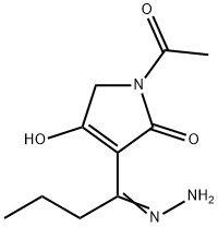 2H-Pyrrol-2-one, 1-acetyl-3-(1-hydrazonobutyl)-1,5-dihydro-4-hydroxy- (9CI) 化学構造式