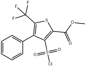 3-(クロロスルホニル)-4-フェニル-5-(トリフルオロメチル)チオフェン-2-カルボン酸メチル 化学構造式