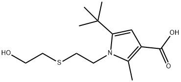 5-(TERT-BUTYL)-1,2-[(2-HYDROXYETHYL)THIO]ETHYL-2-METHYL-1H-PYRROLE-3-CARBOXYLIC ACID 化学構造式